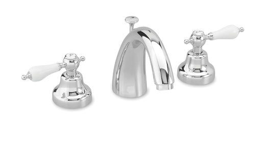 GS Rubinetterie 1735 Victorian 3-Hole Basin Mixer Tap with Pop-Up Waste – Premium Italian Brass Bathroom Faucet, Chrome Finish