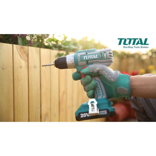 TOTAL TDLI200528 Cordless Drill Driver 20V – 45Nm, 2 x 2.0Ah Batteries, Charger & 47-Piece Accessory Kit