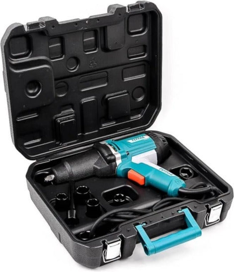 TOTAL 1050W Electric Impact Wrench, 550Nm Max Torque, 1/2 Inch Square Drive, Aluminum Gear Box, With Socket Set & BMC Case