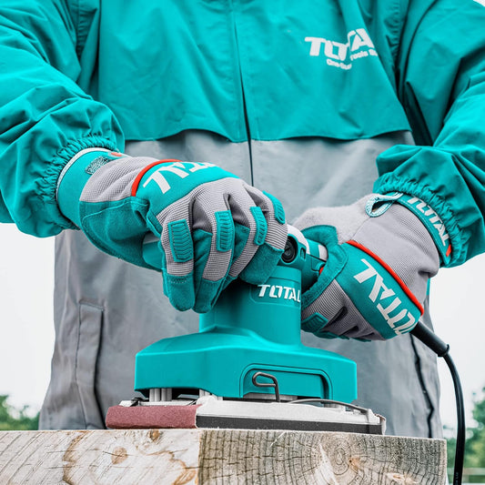TOTAL Finishing Sander – 320W, 14000rpm, 90×180mm Aluminum Base with Sandpapers