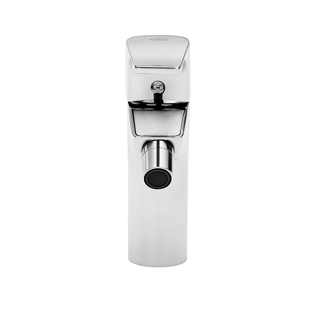 GS Rubinetterie 2464 SLIM Single Lever Bidet Mixer Tap with Adjustable Aerator Spout & Pop-Up Waste, Energy Saving Cartridge, Premium Brass, Chrome Finish