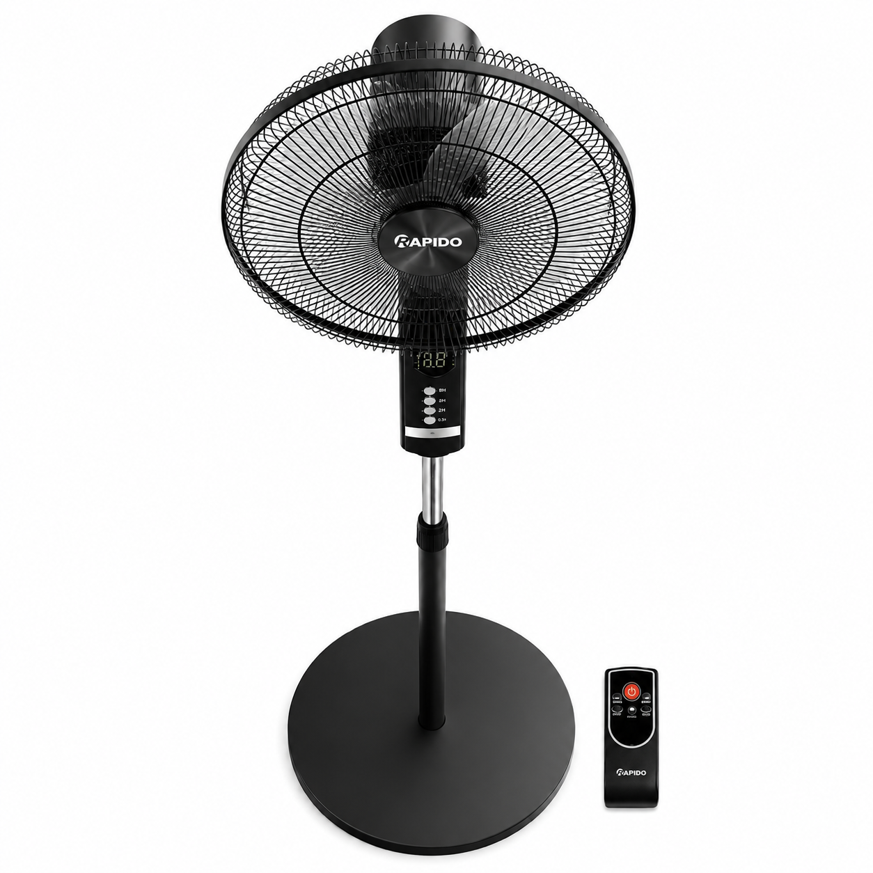 RAPIDO RWF-20AHD 20 Inch Pedestal Fan 63W with Remote Control – 6 Blades, Timer Function, 4500m³/h Airflow