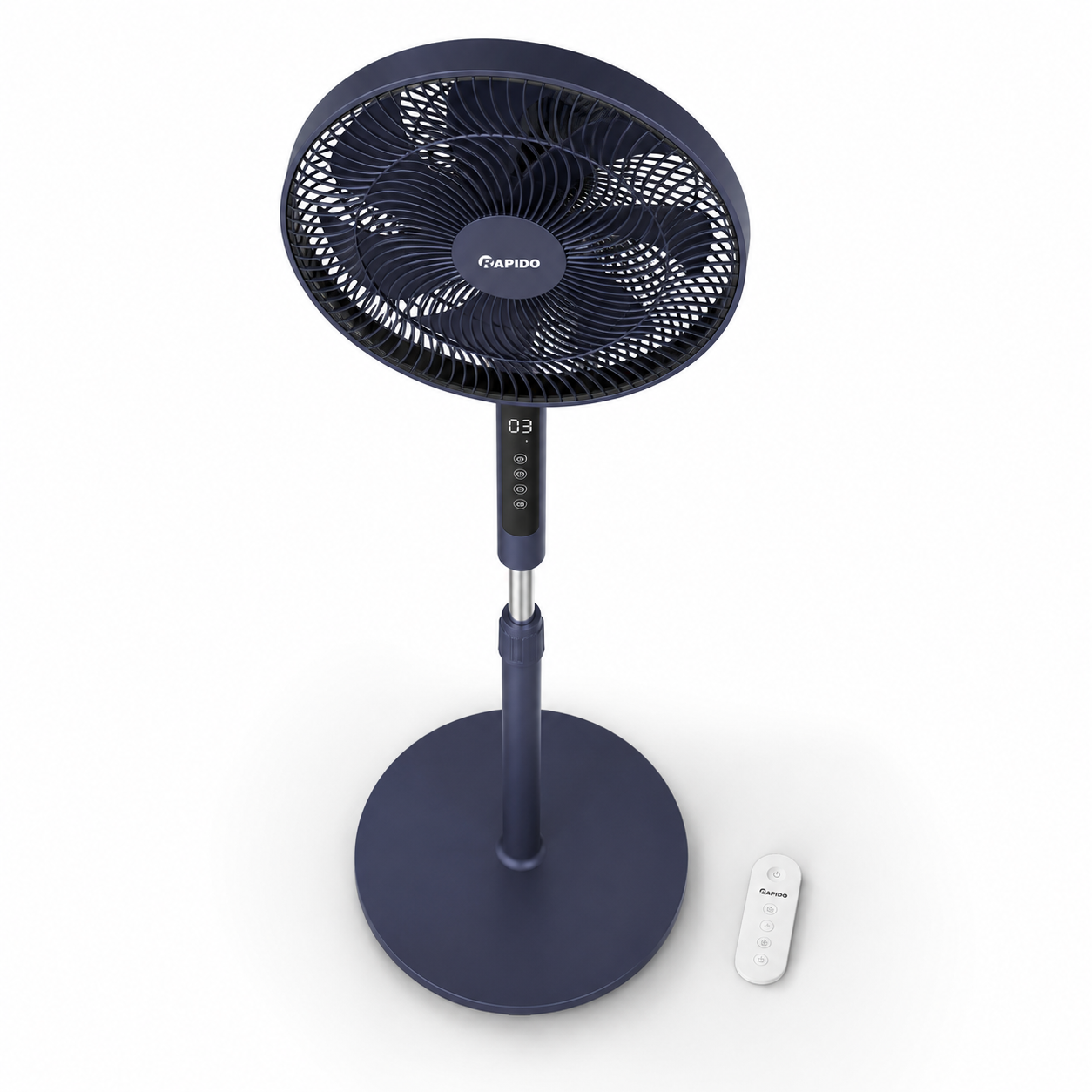 RAPIDO RWF-16AHD 16 Inch Pedestal Fan 60W with Remote Control – 7 Blades, LED Display, 4 Speed Settings, 3100m³/h Airflow