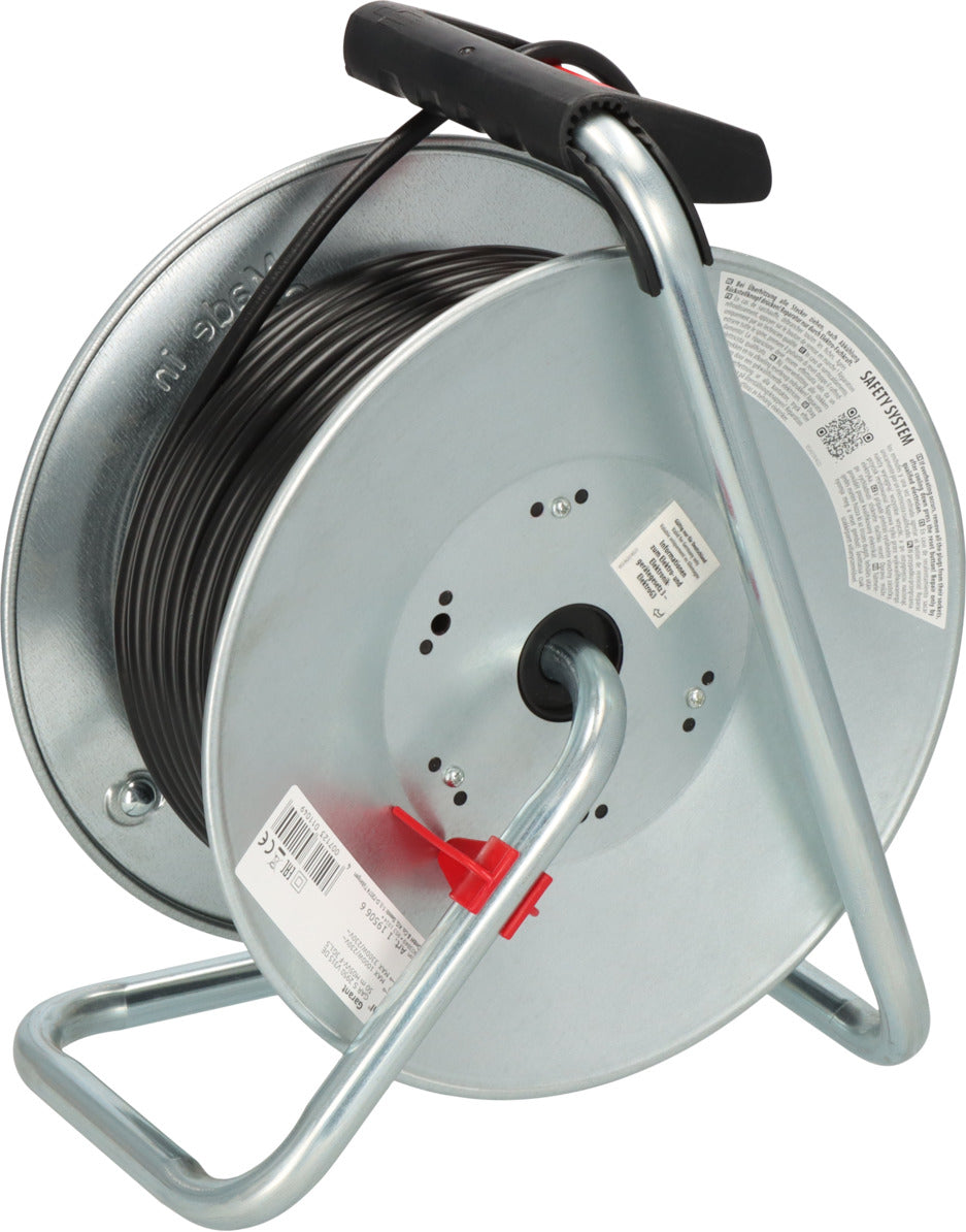 Brennenstuhl Garant 50M Extension Cable Reel with 3 BS Sockets, Thermal Cut-Out Protection & Rust-Resistant Steel Drum