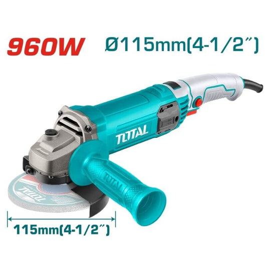 TOTAL Angle Grinder 960W, 4.5–5 Inch Disc, 12000 RPM, Corded Grinder