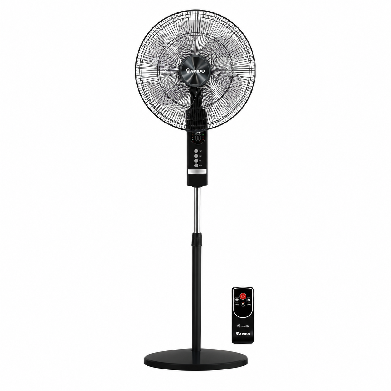 RAPIDO RWF-20AHD 20 Inch Pedestal Fan 63W with Remote Control – 6 Blades, Timer Function, 4500m³/h Airflow