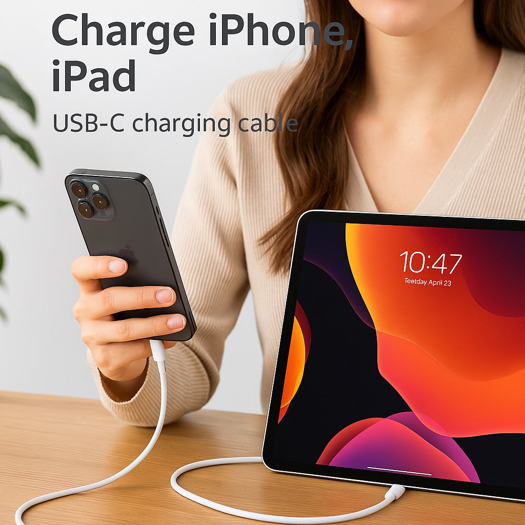 Masterplug 1Meter USB C to USB C Charge & Sync Cable, PD, 5A 100W 10GBPS White