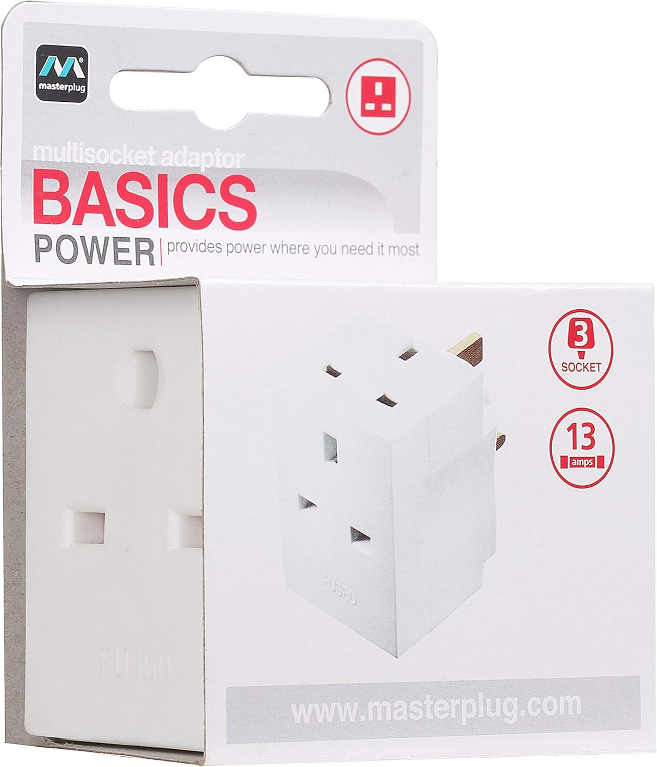 Masterplug 3 Way Wall Adaptor White