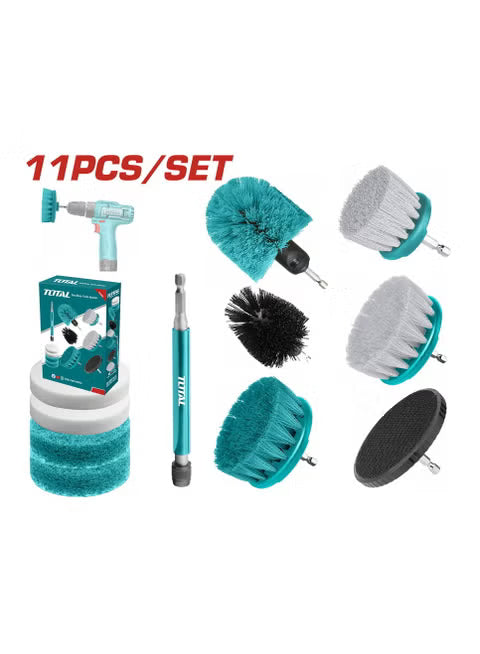 TOTAL 11 Pcs Brush Set Durable Multi-Purpose