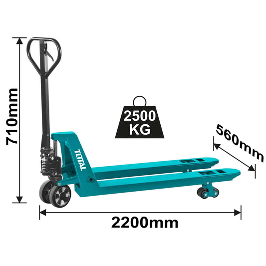 TOTAL THT301251 Hand Pallet Truck 2500kg – Heavy Duty Hydraulic Pallet Jack, 550 x 1150mm Forks, Polyurethane Wheels