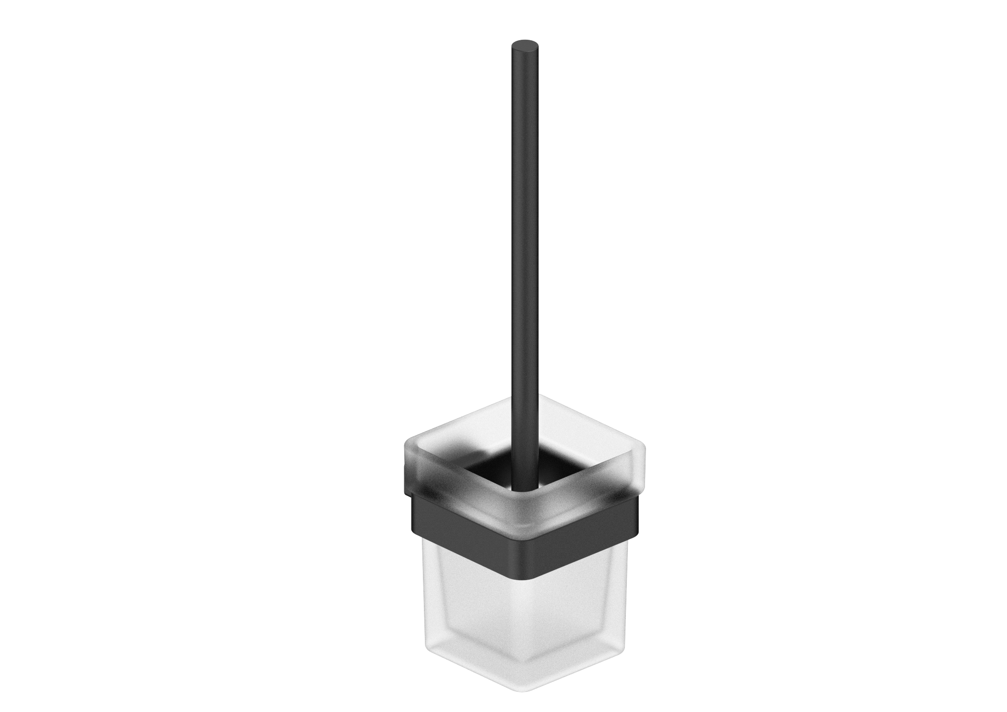 HESANIT A400-9 Premium Bathroom Toilet Brush Holder with Frosted Glass Cup & Stainless Steel Handle, Wall Mounted, Matt Black Finish