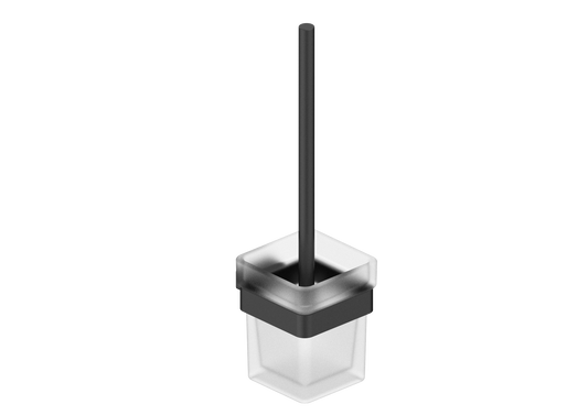 HESANIT A400-9 Premium Bathroom Toilet Brush Holder with Frosted Glass Cup & Stainless Steel Handle, Wall Mounted, Matt Black Finish
