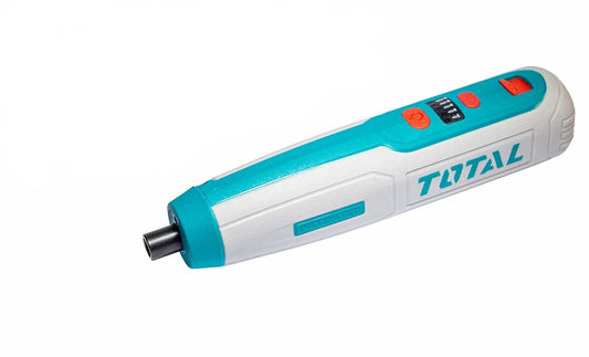 TOTAL TSDLI0402 10PCS Cordless Screwdriver 4V – 5Nm Torque, USB Charging, LED Work Light, 8 Bits & Magnetic Holder