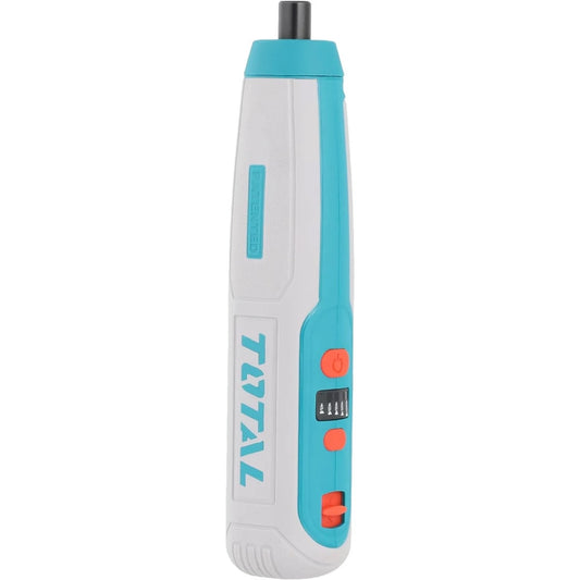 TOTAL TSDLI0402 10PCS Cordless Screwdriver 4V – 5Nm Torque, USB Charging, LED Work Light, 8 Bits & Magnetic Holder