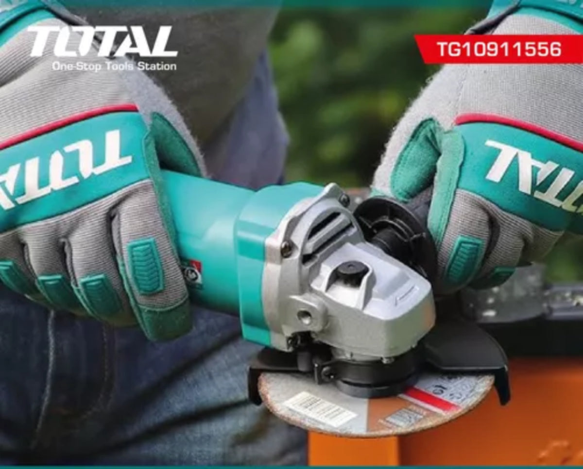 TOTAL TG10911556 Angle Grinder 900W – 115mm Disc, 12,000 RPM, M14 Spindle, Auxiliary Handle