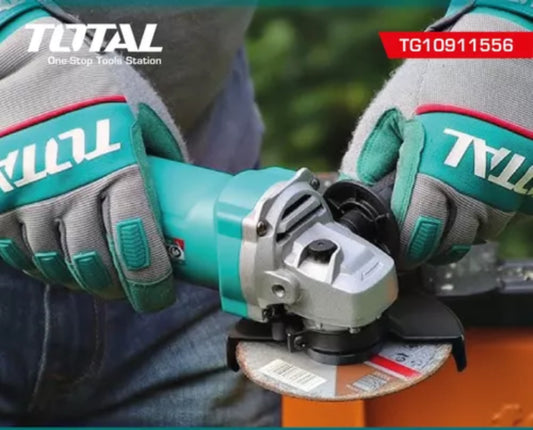 TOTAL TG10911556 Angle Grinder 900W – 115mm Disc, 12,000 RPM, M14 Spindle, Auxiliary Handle