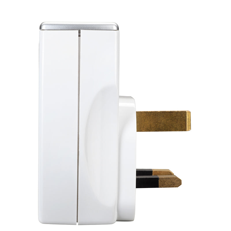 Masterplug 1 Way, 2 USB Ports, Wall Adaptor with Surge Protection White