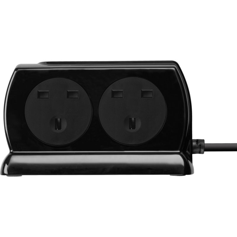 Masterplug 4 Sockets 4 Meter Surge Protected Premium High Gloss Compact Extension Lead with 2 USB Ports Black