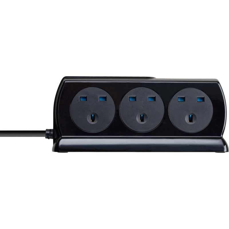 Masterplug Premium 4 Meter 6 Sockets Surge Protected Premium High Gloss Compact Extension Lead with 2 USB Ports Black