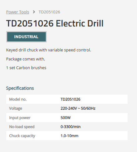TOTAL Electric Drill With Chuck Key 500W 1.0mm-10mm