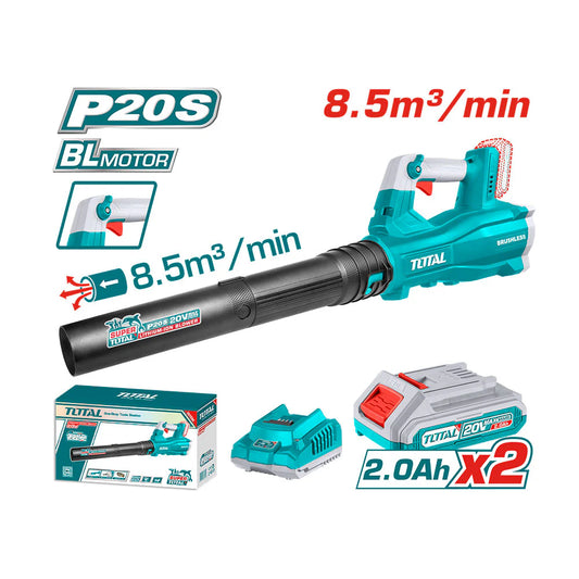TOTAL TABLI20018 Cordless Garden Blower 20V – 15000RPM, 8.5m³/min Air Volume, 2.0Ah Battery & Fast Charger Included