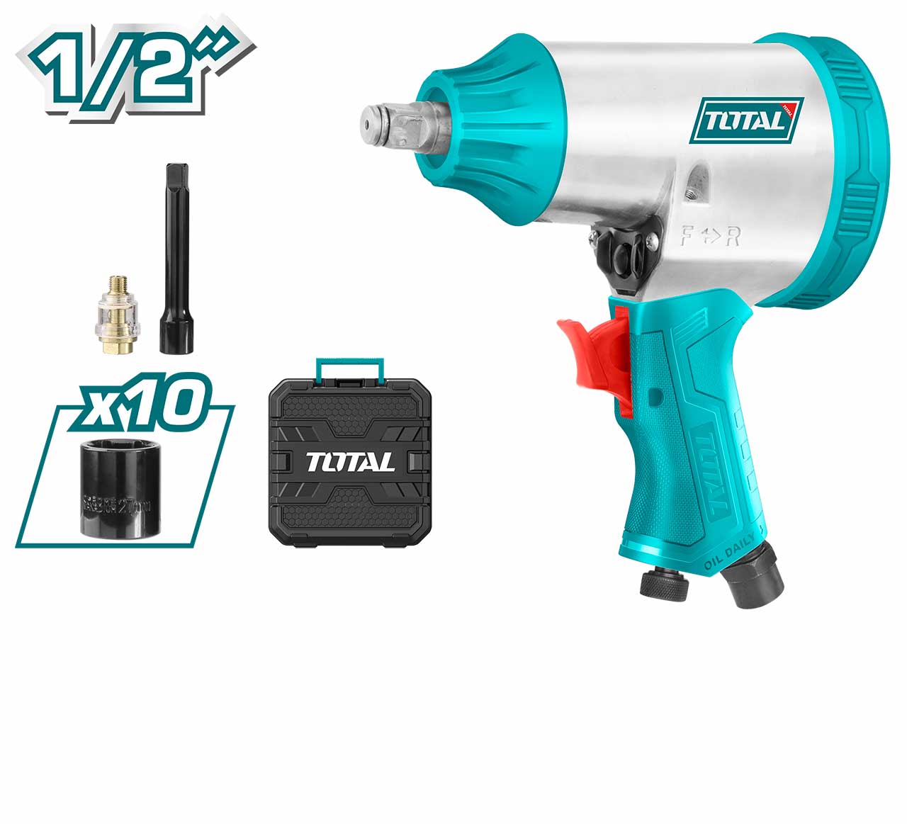 TOTAL Air impact wrench set 1/2 - 312Nm TAT41125