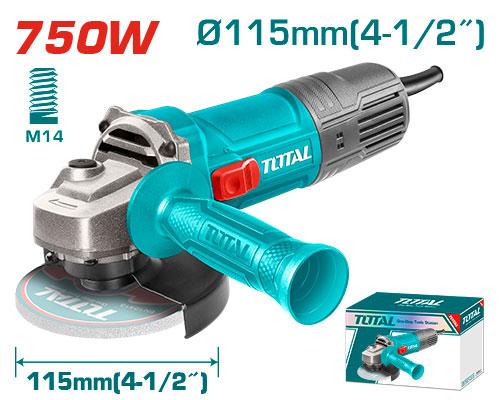 TOTAL 750W Angle Grinder with Ergonomic Grip