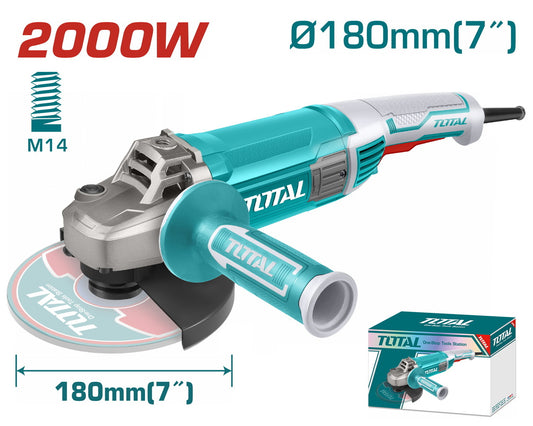 TOTAL 7 Inch Angle Grinder 2000W, Heavy Duty Corded Grinder, 8450 RPM