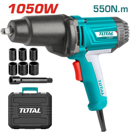 TOTAL 1050W Electric Impact Wrench, 550Nm Max Torque, 1/2 Inch Square Drive, Aluminum Gear Box, With Socket Set & BMC Case