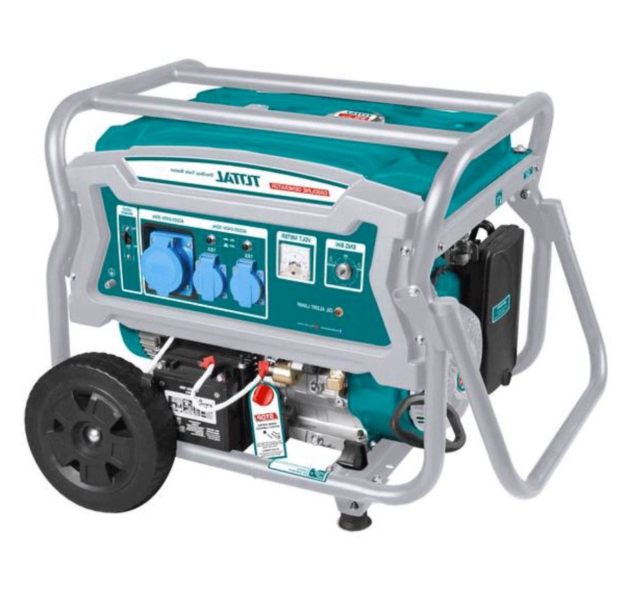 TOTAL TP165006 Gasoline Generator 6500W – Electric Start, 15HP OHV Engine, Copper Alternator, AVR Voltage Regulation