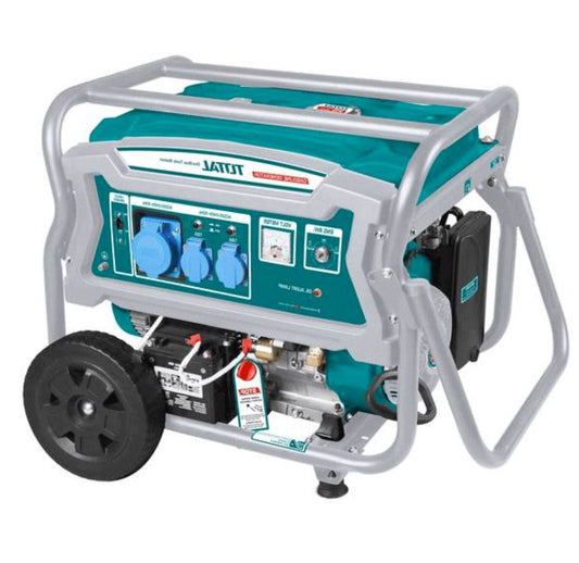 TOTAL TP165006 Gasoline Generator 6500W – Electric Start, 15HP OHV Engine, Copper Alternator, AVR Voltage Regulation