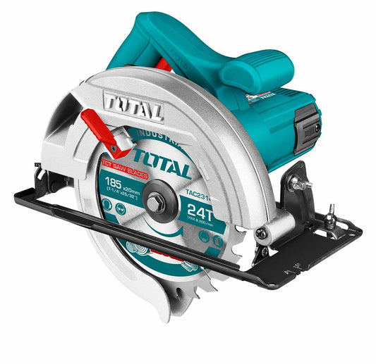 TOTAL Corded Electric Circular Saw 1400W, 185mm Blade, Adjustable Depth & Bevel Cutting, 65mm Cutting Capacity