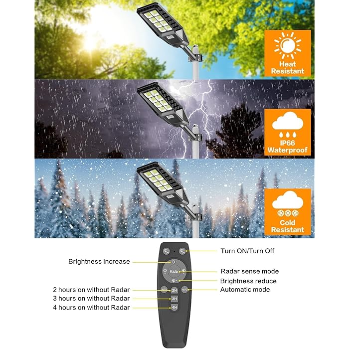 ALRAED LED Solar Powered Street Outdoor Light 400W
