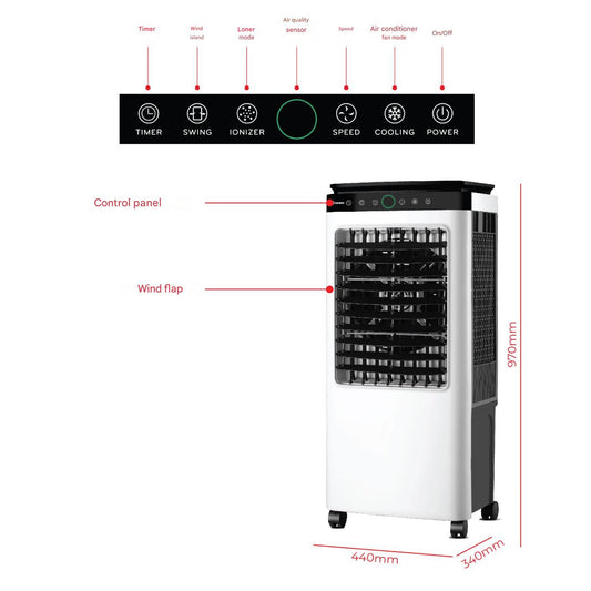 RAPIDO Everest 6000D Air Cooler 45L 80W – 6000m³/h Airflow, Remote Control, Air Quality Sensor, Ionizer Air Purifier