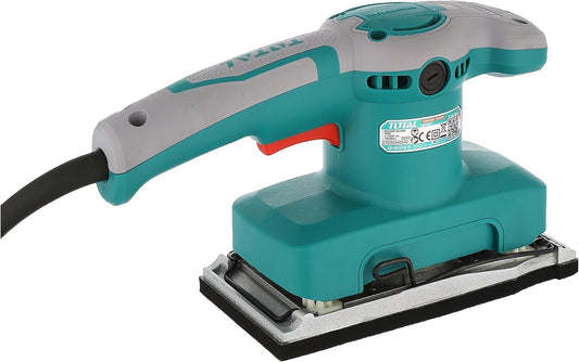 TOTAL Finishing Sander – 320W, 14000rpm, 90×180mm Aluminum Base with Sandpapers