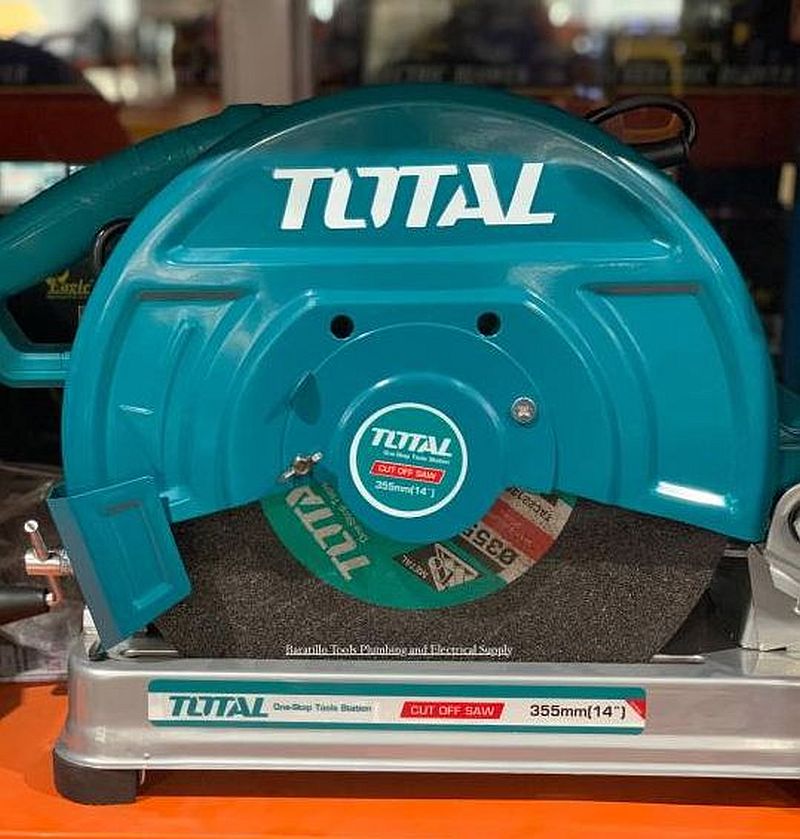 TOTAL TS223589 2200W Cut Off Saw 355mm Heavy Duty Metal Cutting Machine for Steel Pipes, Square Tubes & Metal Bars