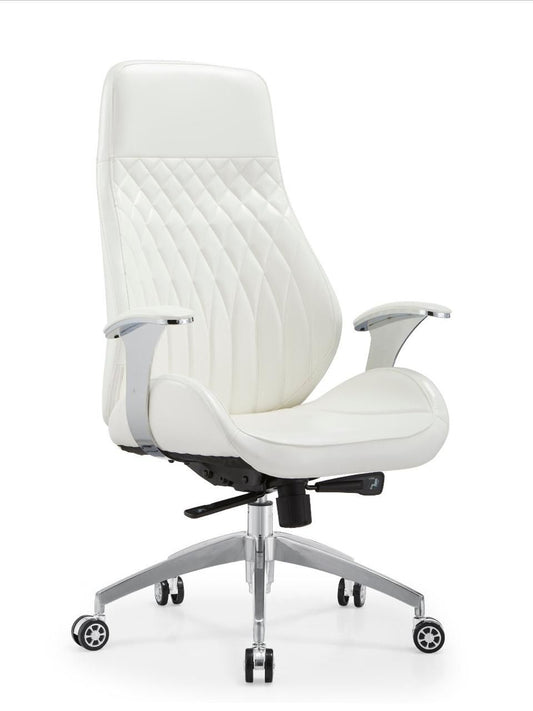 Executive Office Chair, Leather High Back, Adjustable Height, Swivel, Brown