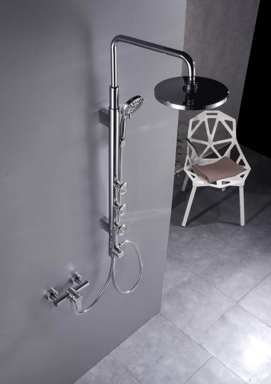 HESANIT Exposed Shower System – 250mm Rain Shower, Body Jets & Hand Shower