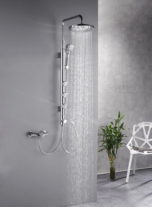 HESANIT Exposed Shower System – 250mm Rain Shower, Body Jets & Hand Shower