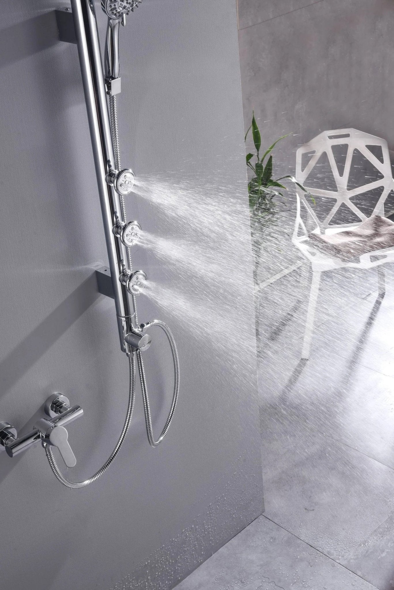 HESANIT Exposed Shower System – 250mm Rain Shower, Body Jets & Hand Shower