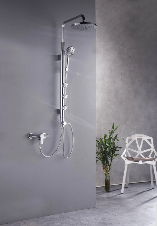 HESANIT Exposed Shower System – 250mm Rain Shower, Body Jets & Hand Shower
