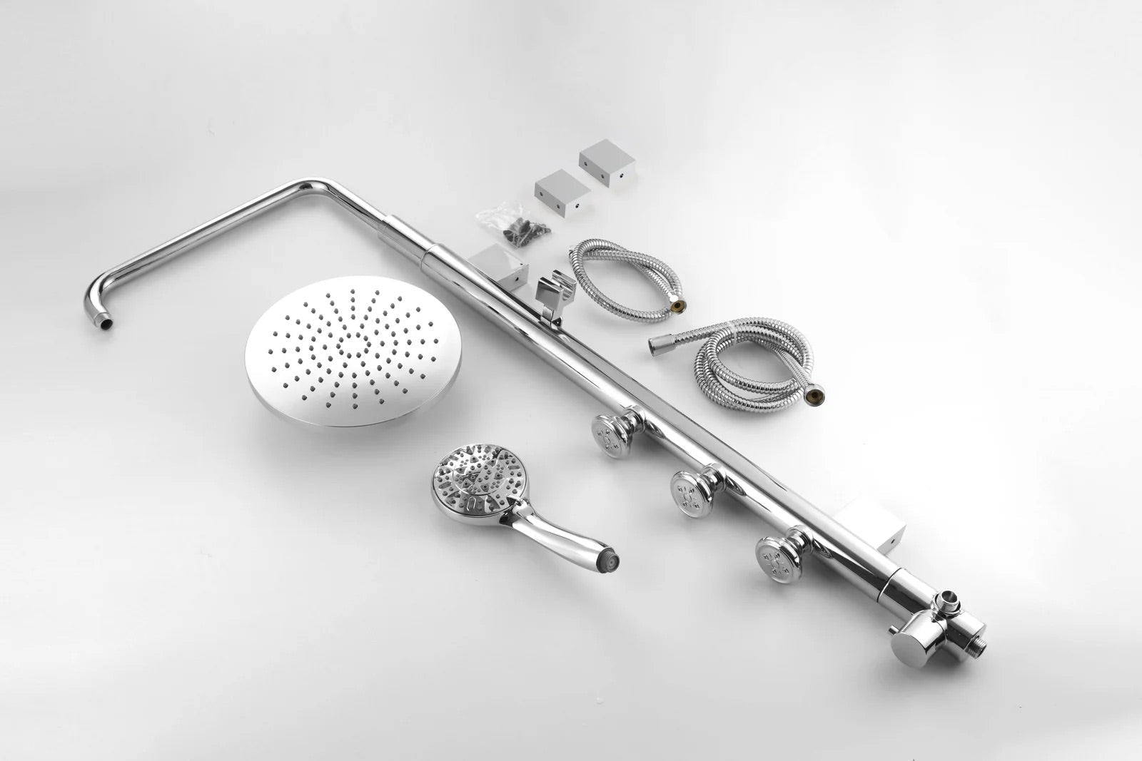 HESANIT Exposed Shower System – 250mm Rain Shower, Body Jets & Hand Shower