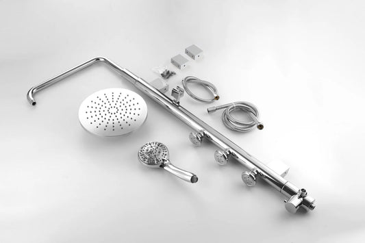 HESANIT Exposed Shower System – 250mm Rain Shower, Body Jets & Hand Shower