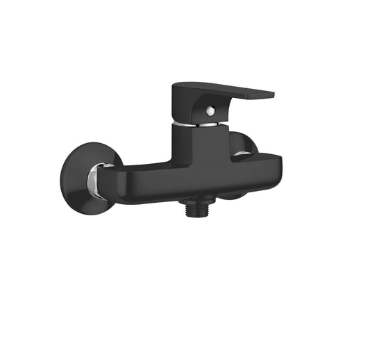 GS Rubinetteri Slim Premium Wall Mounted Single Lever Bathroom Shower Mixer, Matt Black