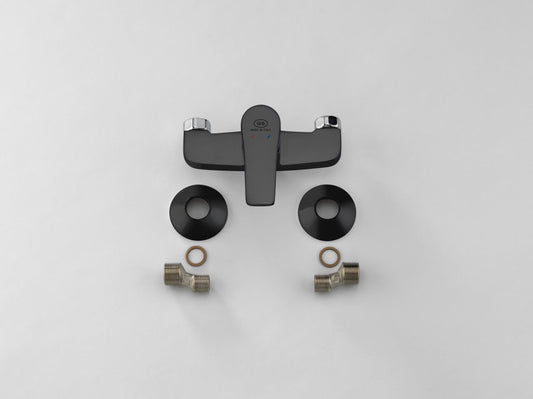 GS Rubinetteri Slim Premium Wall Mounted Single Lever Bathroom Shower Mixer, Matt Black