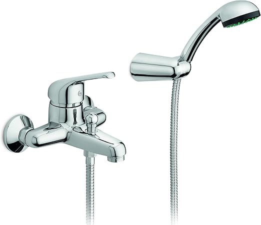 GS Rubinetterie ASTRALE Wall Mounted Single Lever Bath Shower Mixer with Rain Spray, Chrome