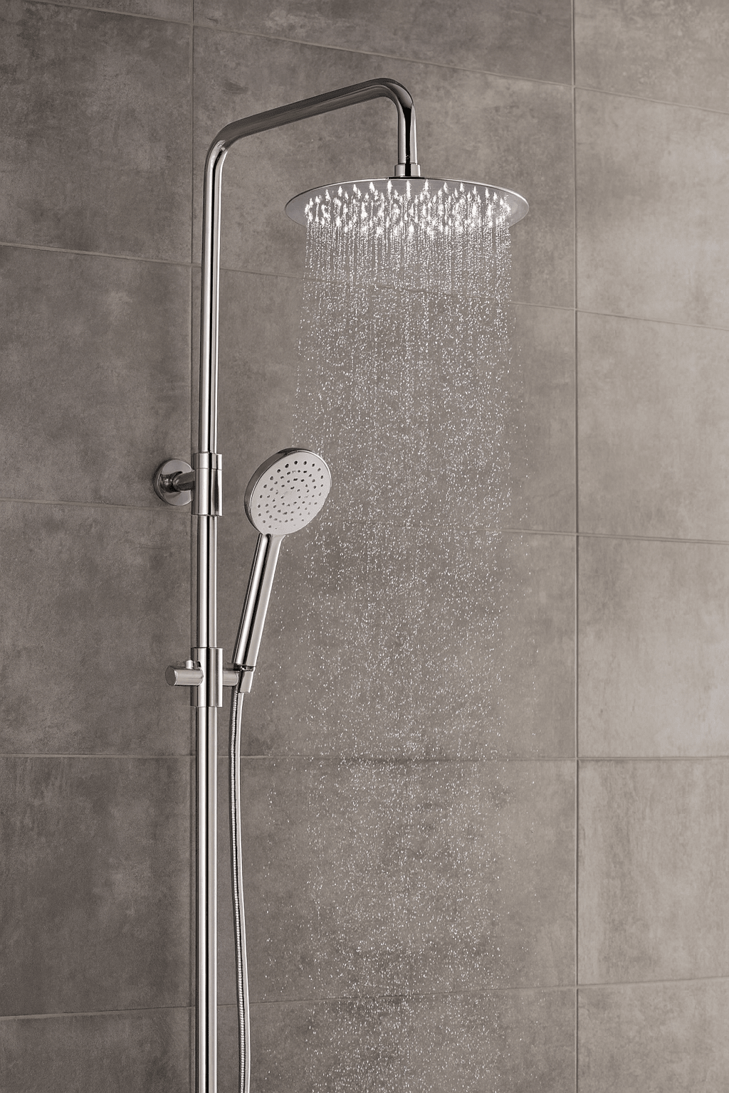 GS Rubinetterie DOCCIA Premium Shower Column With 300mm Round Shower, Chromed Shower head, 150cm Doubel Interlocking Flexible Hose, Diverter, Chrome