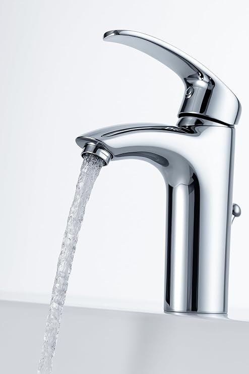 GS Rubinetterie GLASS Single Lever Basin Mixer With Pop Up Waste, Chrome