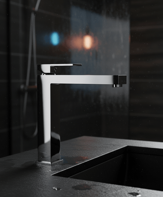 GS Rubinetterie INDACO Single Lever High Bath Basin Faucet With Click Clack Waste, Chrome