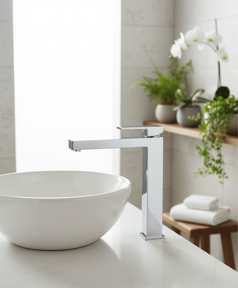 GS Rubinetterie INDACO Single Lever High Bath Basin Faucet With Click Clack Waste, Chrome